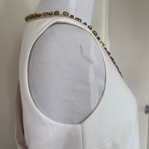 River Woods White and Navy Blue Embellished Sleeveless Block Tank Top Size 36 - Picture 4 of 10